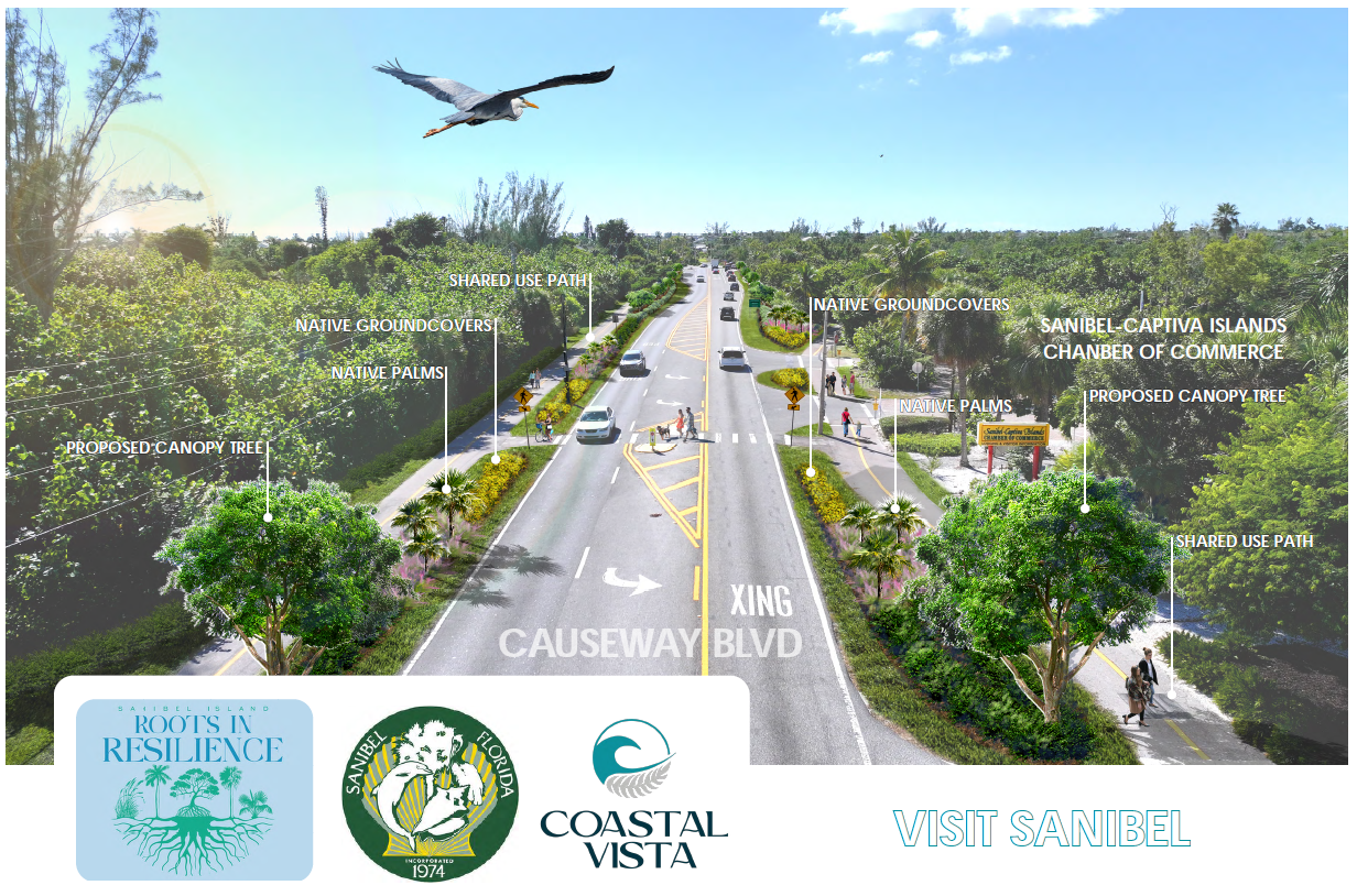 Rendering of Sanibel Causeway Boulevard native planting project
